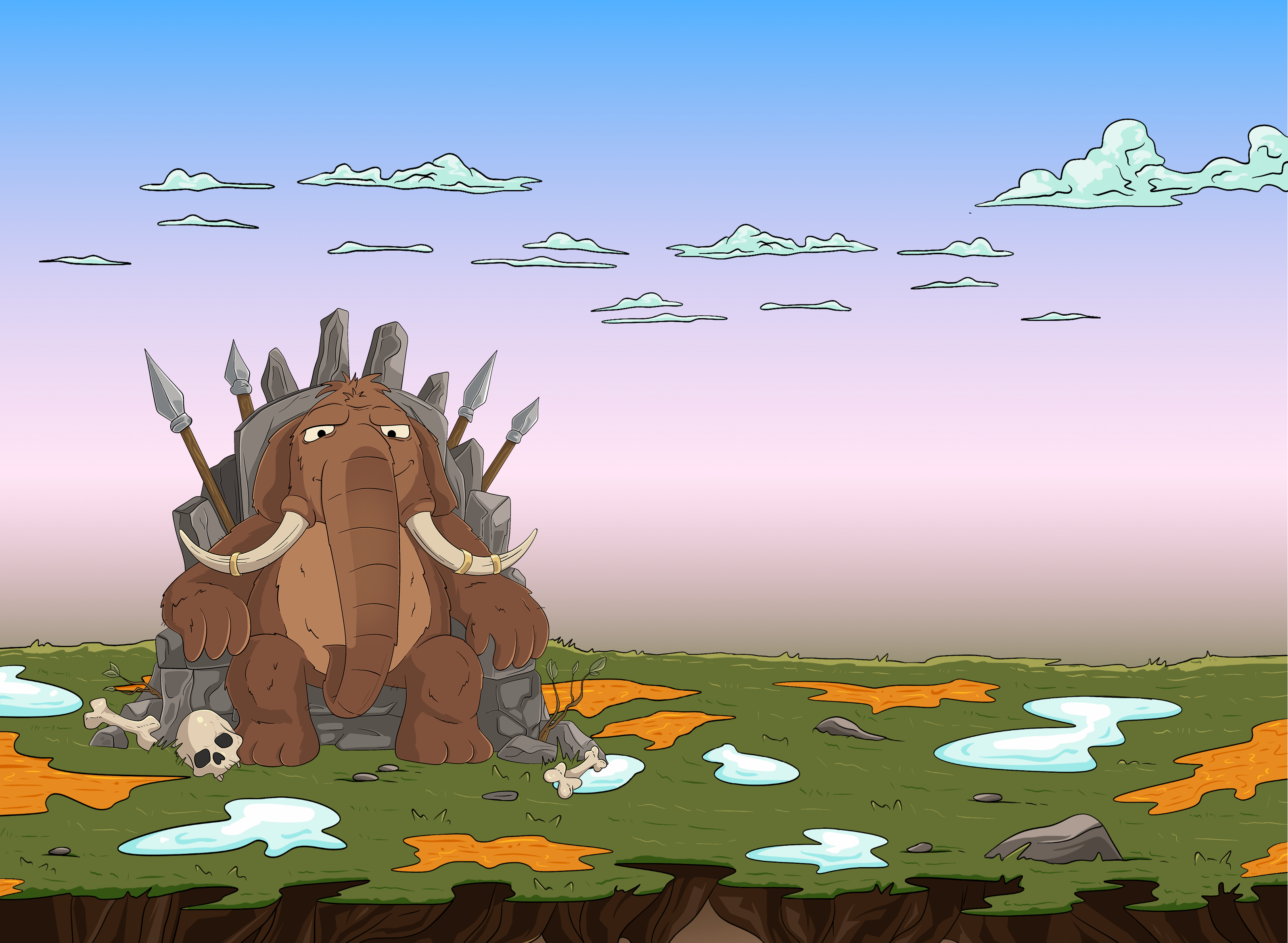 Mammoth on a stone throne